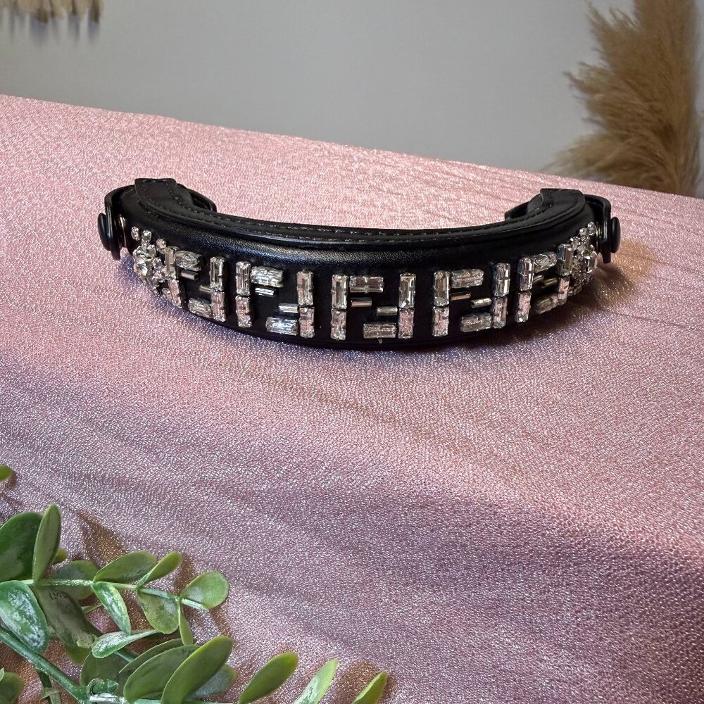 Fendi Crystal FF Bag Handle Cover – Black Leather + Extra Crystals - Accessories